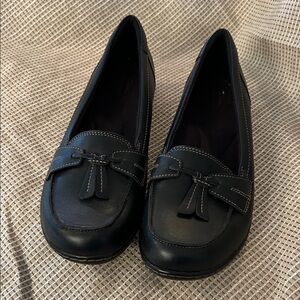 Clarks Black Leather Loafers for Women